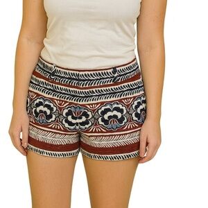 5/$25 Loft Bloomstripe Riviera Shorts - Burgundy - Mid-rise